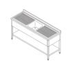 Dishwasher Table - 160 x 60cm - with Sink and Backsplash - incl Storage Shelf