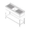 Dishwasher Table - 120 x 60 cm - with Sink and Backsplash - incl Storage Shelf