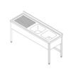 Dishwasher Table - 150 x 70cm - with 2 Sinks and Backsplash
