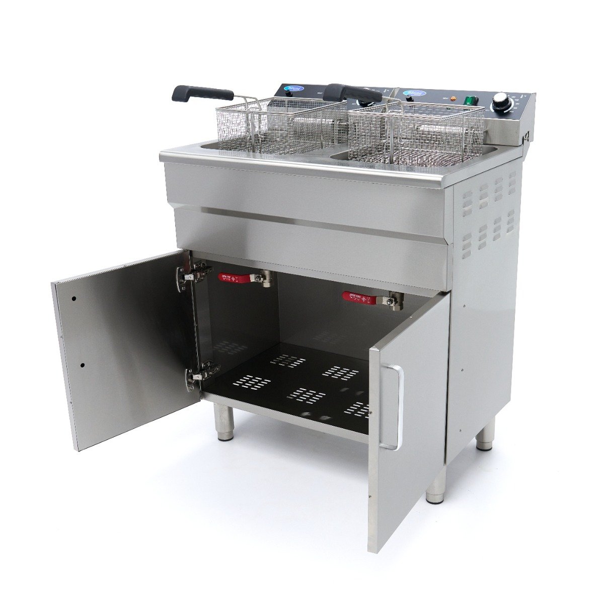 Deep Fryer - 2 x 16L - 2 Baskets - with Drain Tap and Stand - 230V - Image 14