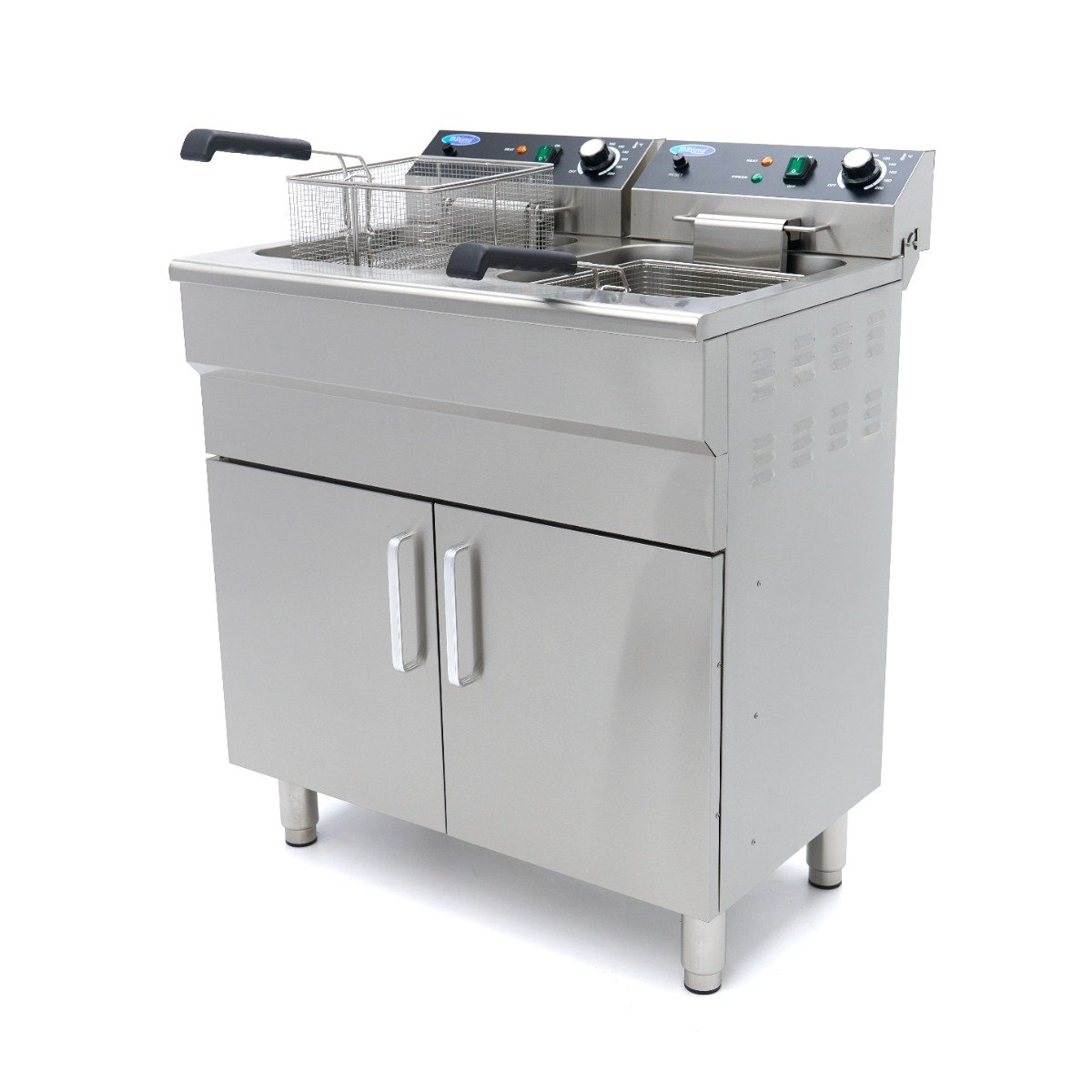 Deep Fryer - 2 x 16L - 2 Baskets - with Drain Tap and Stand - 230V - Image 2
