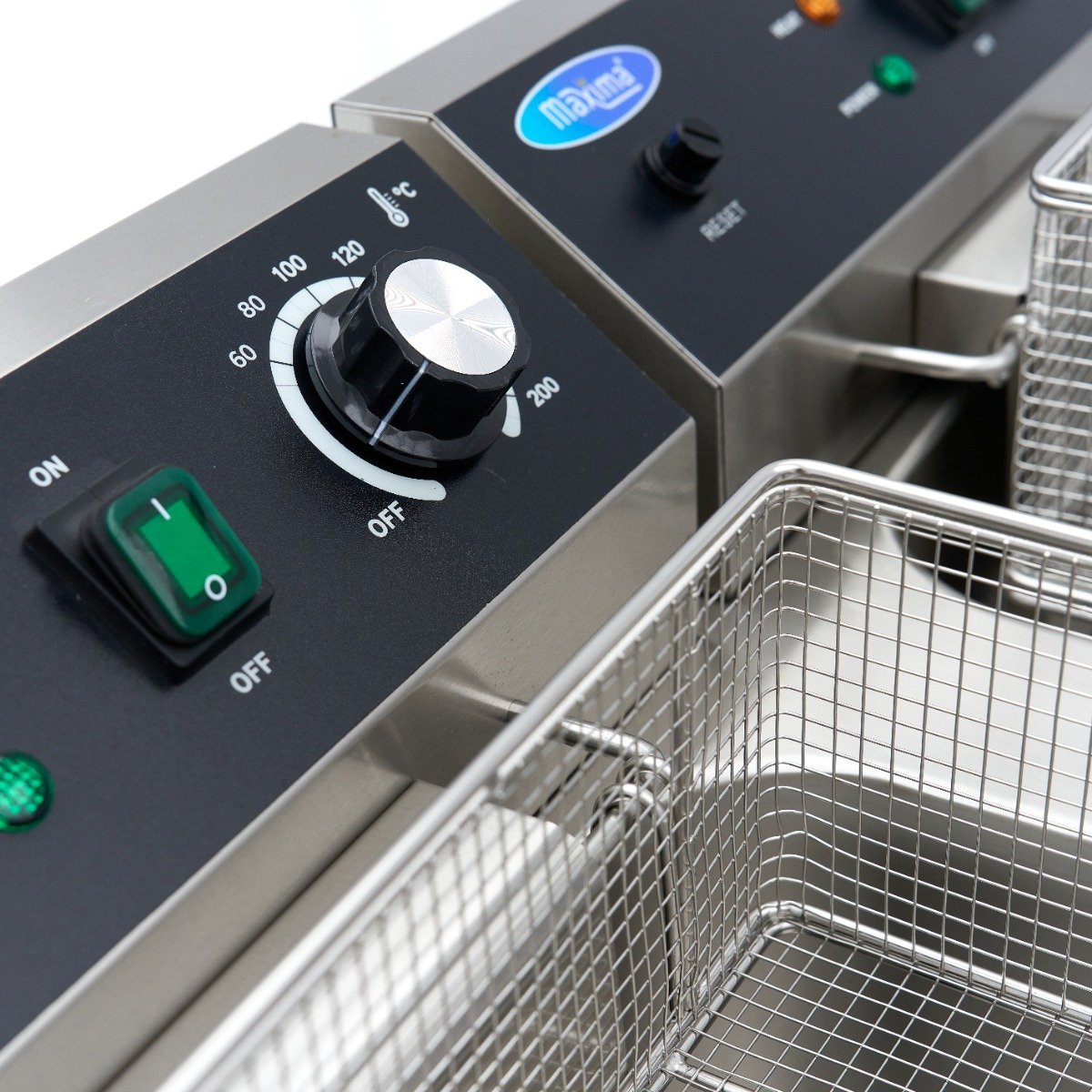 Deep Fryer - 2 x 16L - 2 Baskets - with Drain Tap and Stand - 230V - Image 9