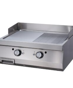 Premium Griddle - Half Grooved Chrome - Double Unit - 90cm Deep - Electric