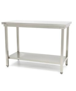 Stainless Steel Table - 60 x 60 cm - Adjustable Height - with Storage Shelf