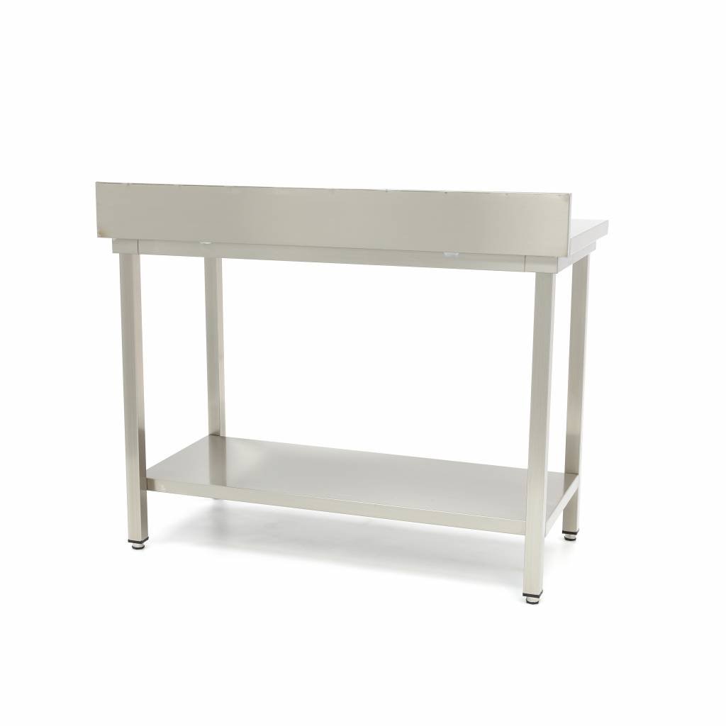 Stainless Steel Table - 160 x 70cm - Adjustable Height - with Backsplash - Image 4
