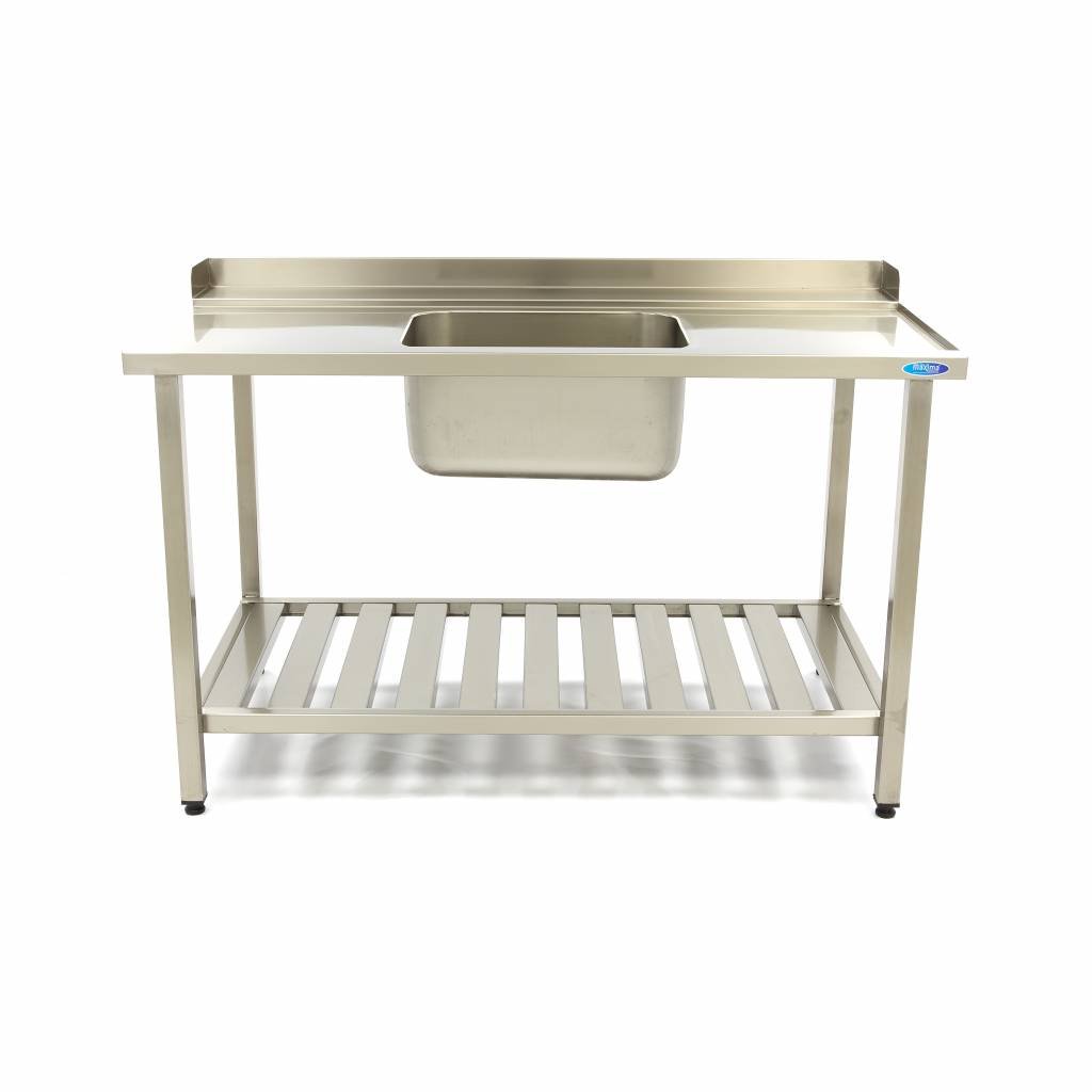 Dishwasher Table - 160 x 75cm - Right - with Sink and Backsplash - incl Storage Shelf - Image 2