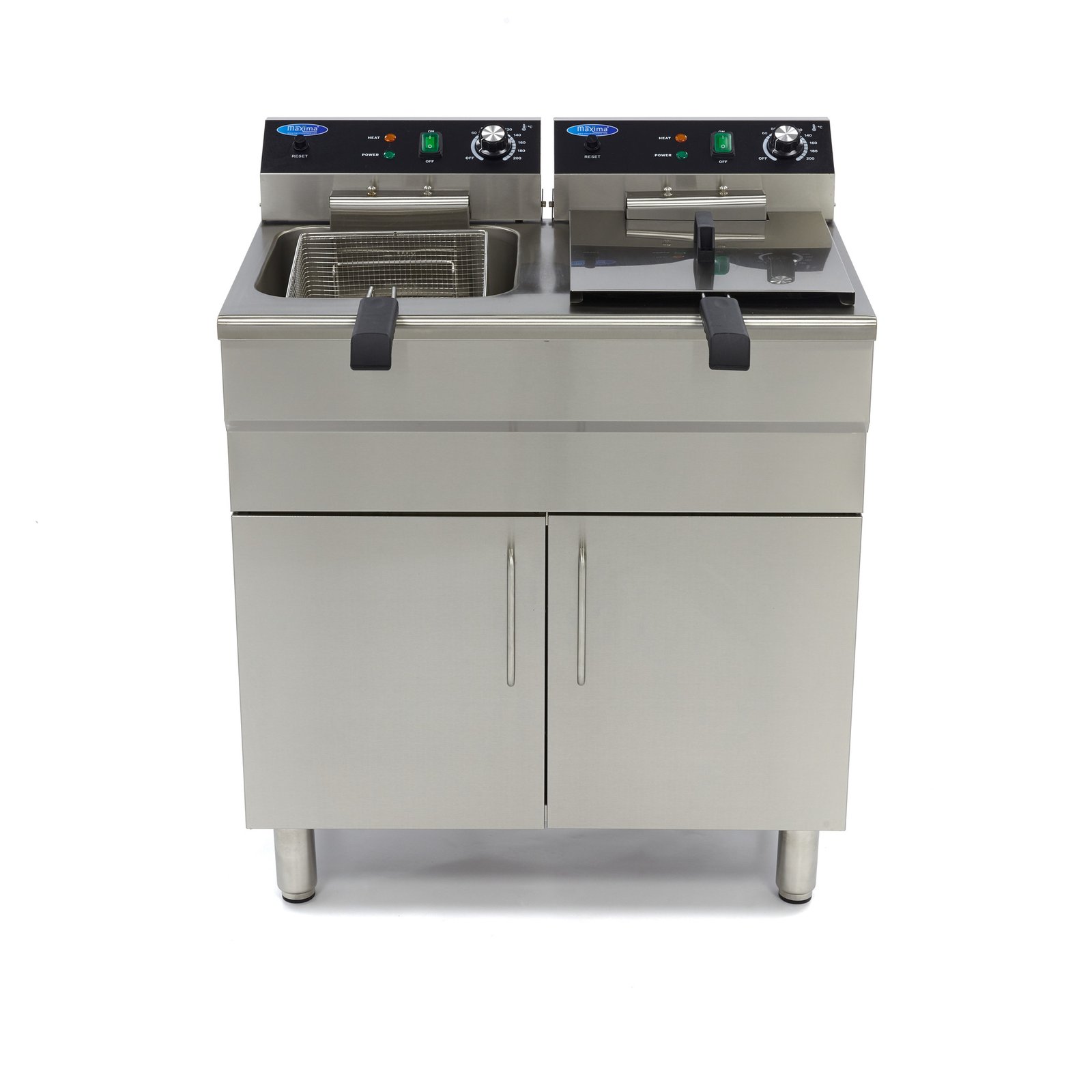 Deep Fryer - 2 x 16L - 2 Baskets - with Drain Tap and Stand - 400V - Image 2