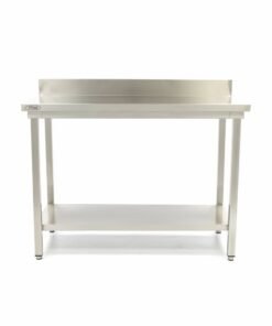 Alternative view of Stainless Steel Table - 140 x 60cm - Adjustable Height - with Backsplash and Storage Shelf