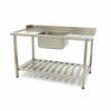 Dishwasher Table - 140 x 75cm - Left - with Sink and Backsplash - incl Storage Shelf