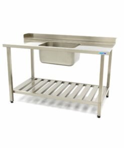 Dishwasher Table - 160 x 75cm - Right - with Sink and Backsplash - incl Storage Shelf