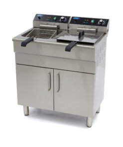 Deep Fryer - 2 x 16L - 2 Baskets - with Drain Tap and Stand - 400V