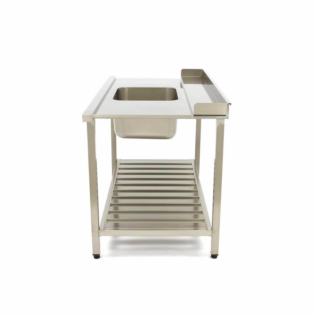 Dishwasher Table - 160 x 75cm - Right - with Sink and Backsplash - incl Storage Shelf - Image 3