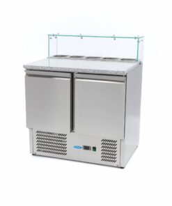 Pizza Prep Fridge - 90cm - 2 Doors - Fits 5 x 1/6 GN - incl Glass Cover