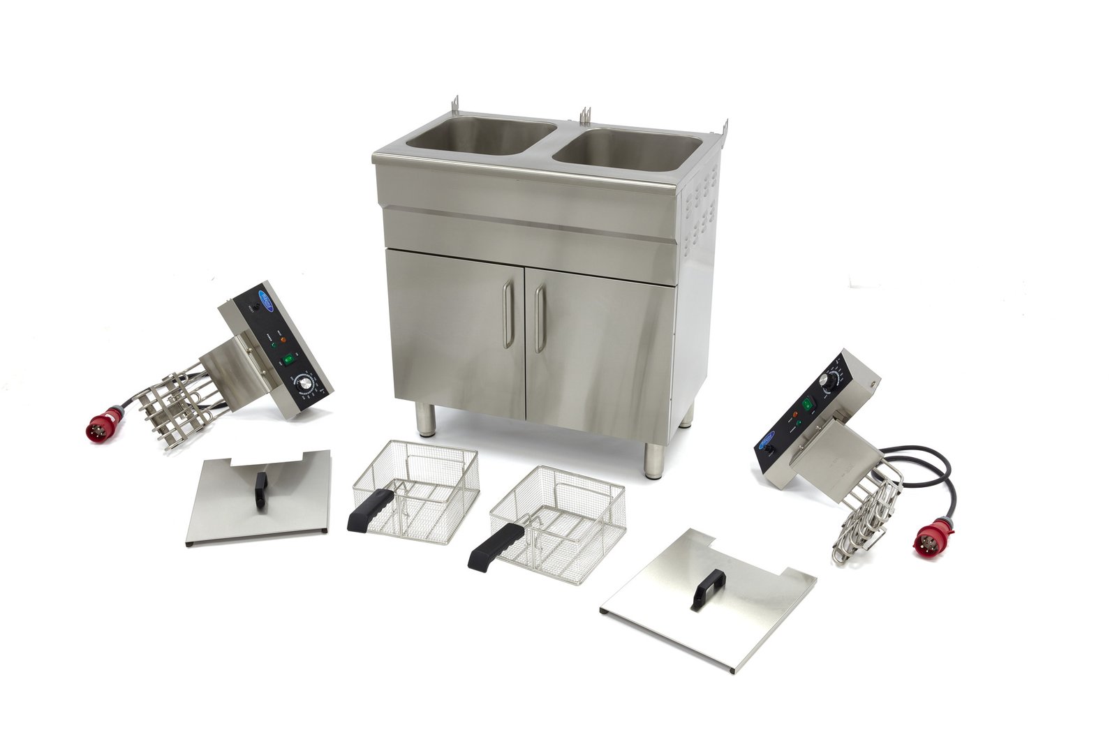 Deep Fryer - 2 x 16L - 2 Baskets - with Drain Tap and Stand - 400V - Image 6