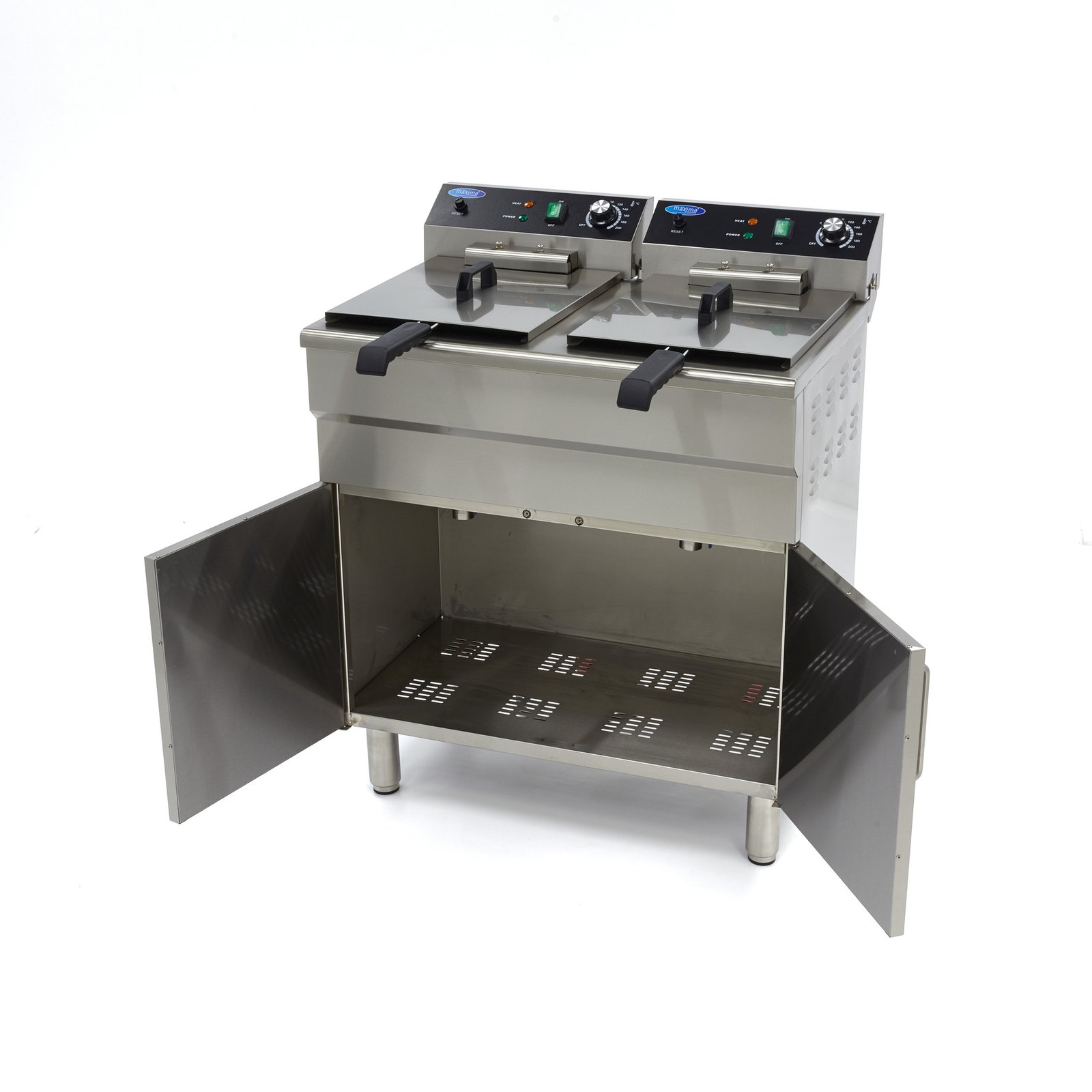Deep Fryer - 2 x 16L - 2 Baskets - with Drain Tap and Stand - 400V - Image 5