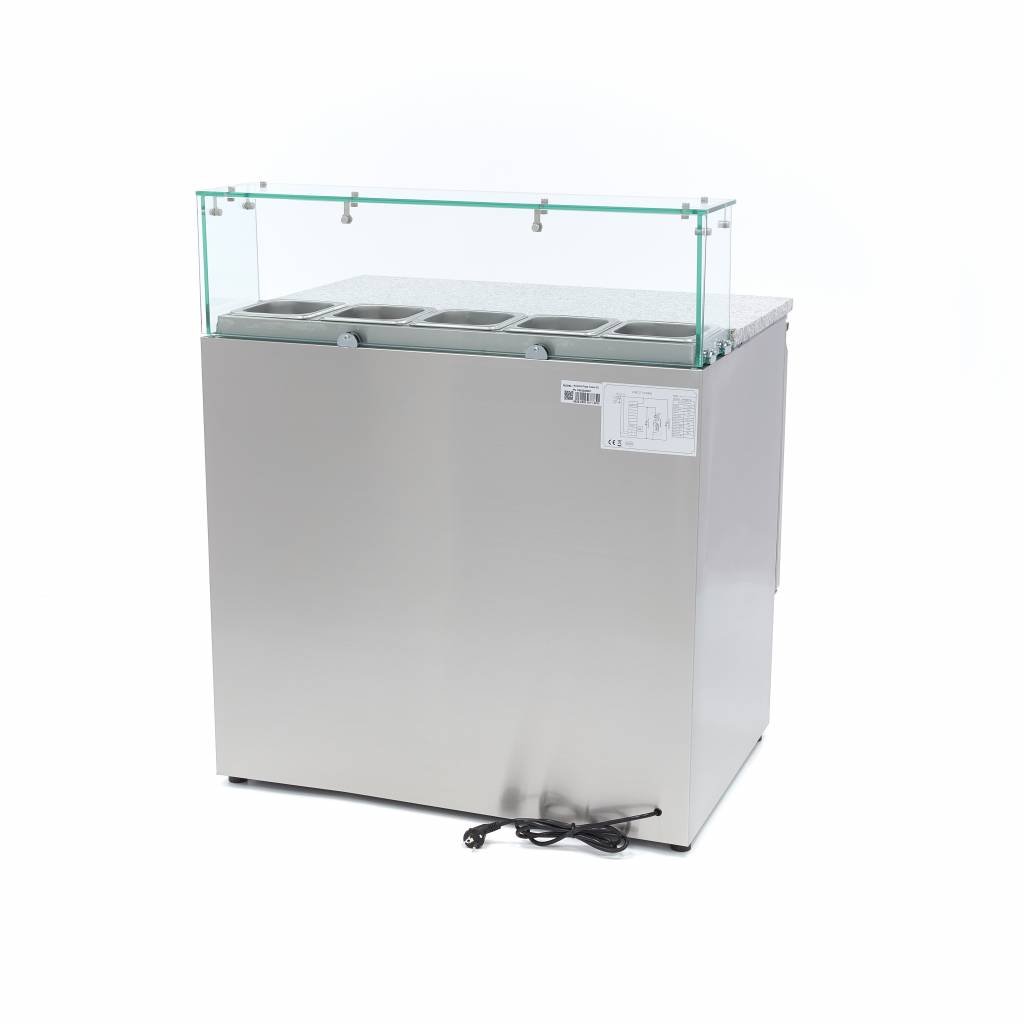 Pizza Prep Fridge - 90cm - 2 Doors - Fits 5 x 1/6 GN - incl Glass Cover - Image 4