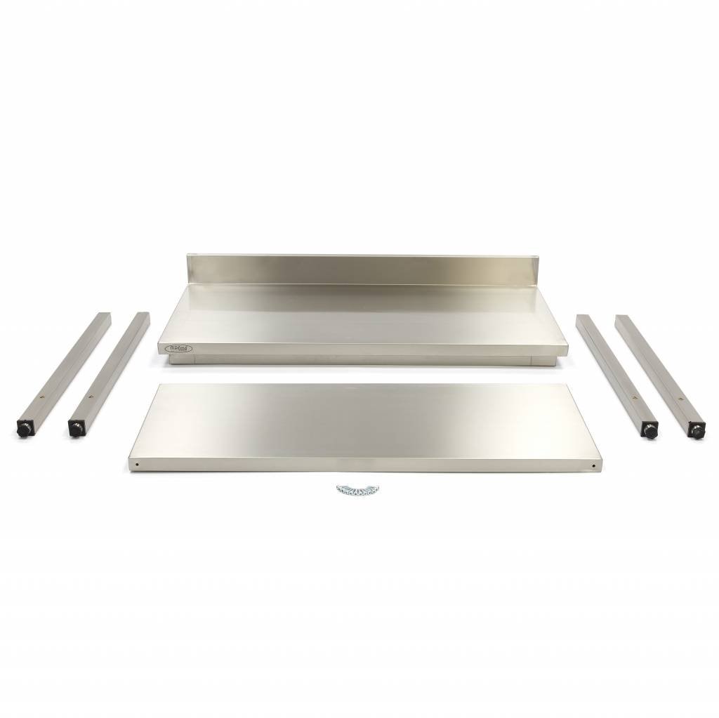 Stainless Steel Table - 80 x 60cm - Adjustable Height - with Backsplash and Storage Shelf - Image 4