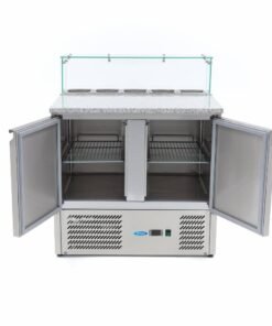 Pizza Prep Fridge - 90cm - 2 Doors - Fits 5 x 1/6 GN - incl Glass Cover - Image 3