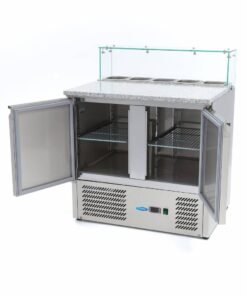 Pizza Prep Fridge - 90cm - 2 Doors - Fits 5 x 1/6 GN - incl Glass Cover - Image 5